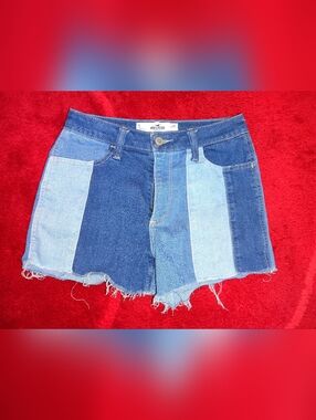 Hollister Women's Two-Tone Denim Patchwork Shorts - Blue